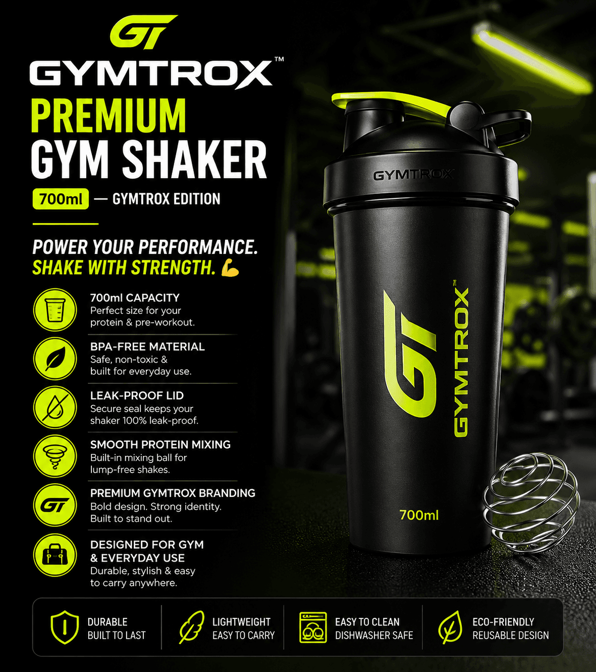 Gym Shaker 700ml — GYMTROX Edition